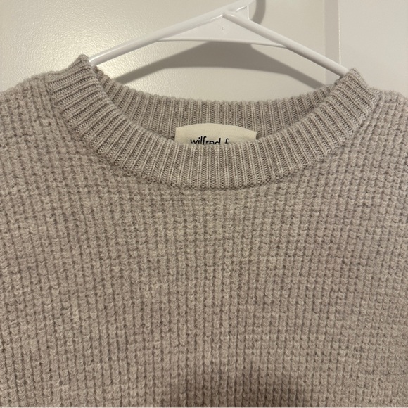 Wilfred Free Beige Waffle Knit Crew Neck Sweater Size XXS Women’s 100% Wool - Picture 5 of 12